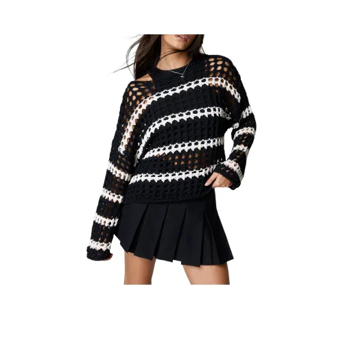 NASTY GAL Вязаная модель Stripe JUMPER Трикотаж Женский Черный