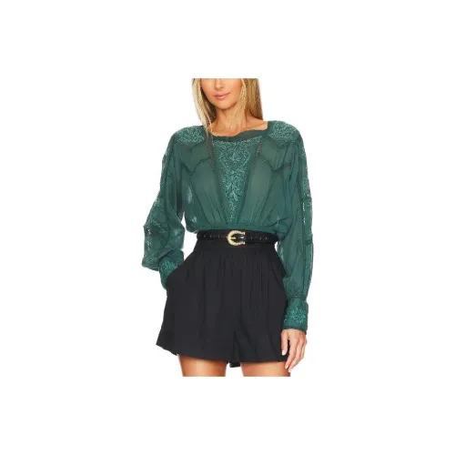 FREE PEOPLE Рубашка Женская Зеленая