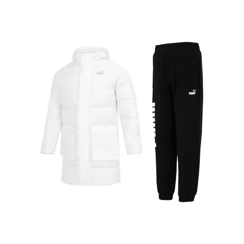 PUMA Clothing Sets Белый топ + Черный низ Мужская Повседневная Спортивная одежда