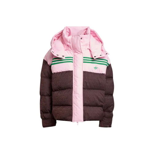 Adidas Originals 70S FW24 Пуховик Женский Розовый Таинственный Кофейный Коричневый