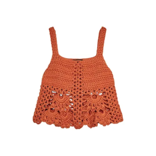 ZARA Топ на бретелях Женский Темно-оранжевый