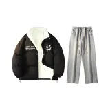 Комплект одежды (Obsidian Black, утолщенный с подкладкой из шерпа + Light Blue Washed Jeans)