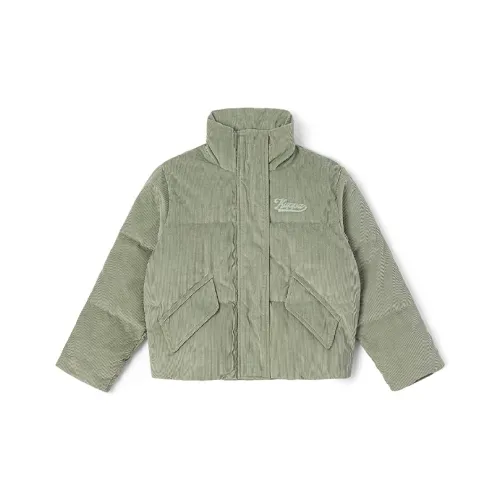 KAPPA Однотонный Воротник-стойка Флис с подкладкой Короткий Пуховик Женские Танк Зеленый