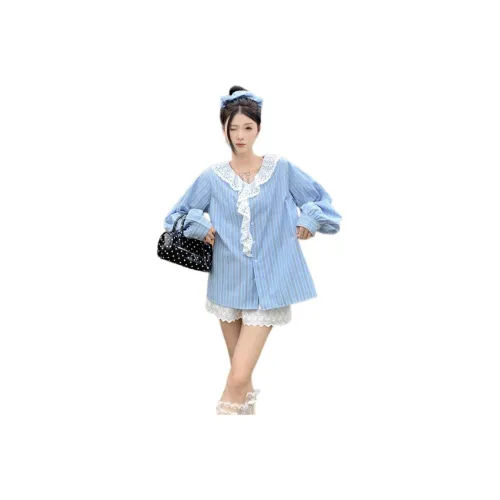 PLAY BUSH Синие Женские Рубашки