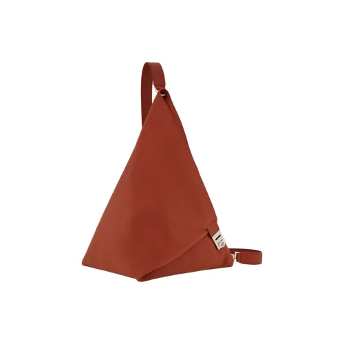 Ferragamo Hammered Текстура Коровья кожа Sling Сумка Большая Женская Кирпично-красная