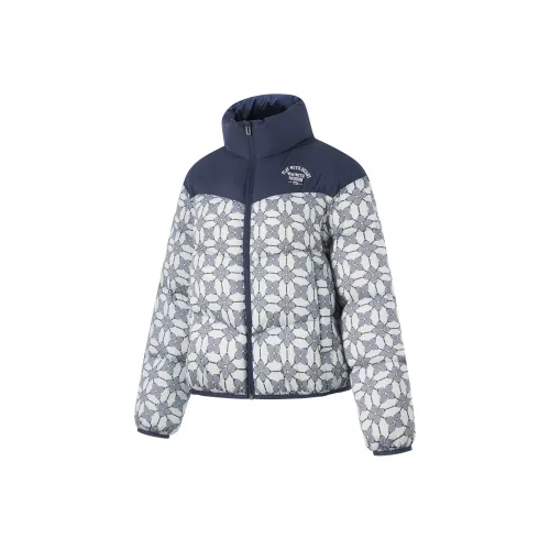 LINING Sports Life Collection Стандартный белый/Темно-ирисовый синий Полный принт Женские пуховые куртки