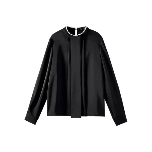 OUNIXUE Шифон Рубашка Женская Черная
