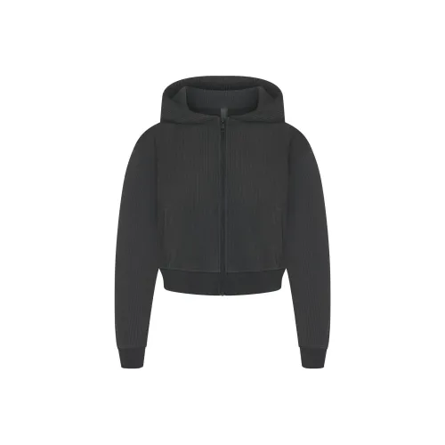 SKIMS FW24 HEAVY Waffle Укороченный ZIP UP Толстовка Толстовка Женские Пепельный Пепельный