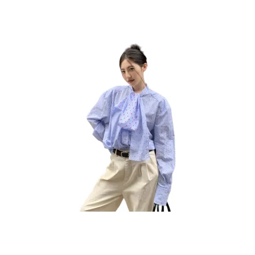 PLANE DRIFT Рубашка Женская Синяя Клетка Красная Точка