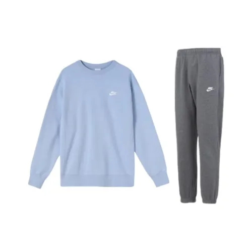 NIKE Набор Светло-кобальтово-голубой Топ + Серый Низ Унисекс Повседневная спортивная одежда