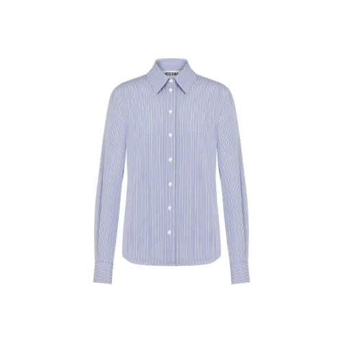 MOSCHINO Полосатая рубашка из поплина женская синяя