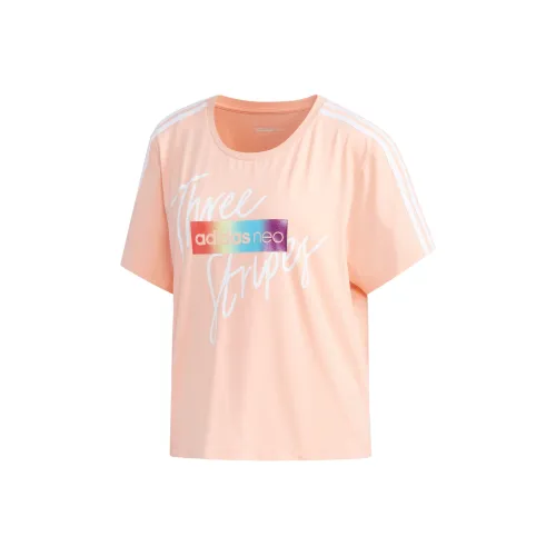 Adidas Neo T Shirt Женская Яркая Светло-Розовая