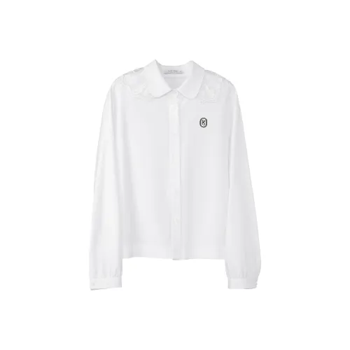 Fstudio Корейский стиль Early Весна Преппи стиль Воротник Питера Пэна Топ Рубашка Женская Белая