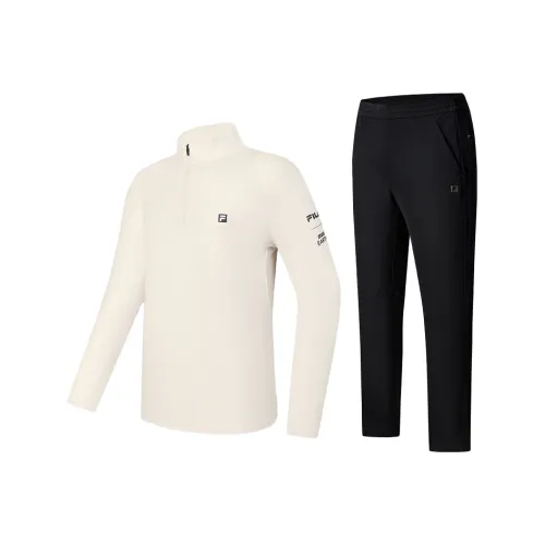 FILA Комплект одежды Серый T-рубашка + Темно-черные штаны Мужская Повседневная Спортивная одежда