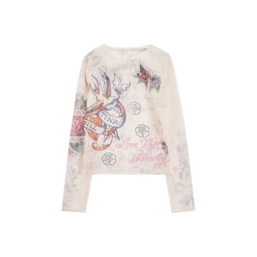 Ed Hardy Слоновая кость Женские Футболки