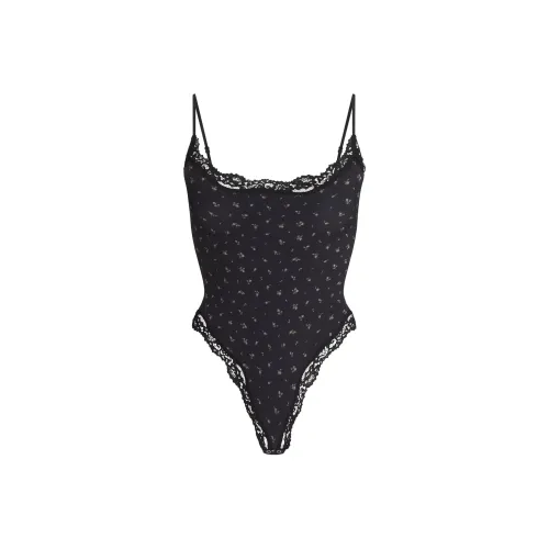 SKIMS FW24 FITS EVERYBODY Кружевной комбинация CAMI BODYSUIT Комбинезон Женская ONYX ROSEBUD Принт Агатовый принт с бутонами роз