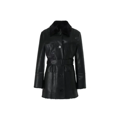 NOT YOUR ROSE FW24 Двусторонний кожаный куртки и пальто Mustang для женщин черный