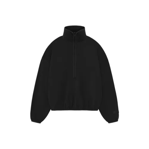 Fear of God Essentials SS24 Drop2 WOMEN'SS Полузакатный свитшот с воротником-трикотажным воротником Женский Глубокий черный Глубокий черный