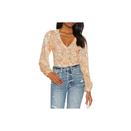 FREE PEOPLE Рубашка Женская Оранжевая