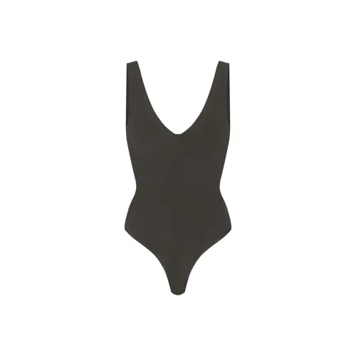 SKIMS SS24 Летняя коллекция OUTDOOR Plunge BODYSUIT Комбинезон Женские Промытый Оникс Промытый Агат