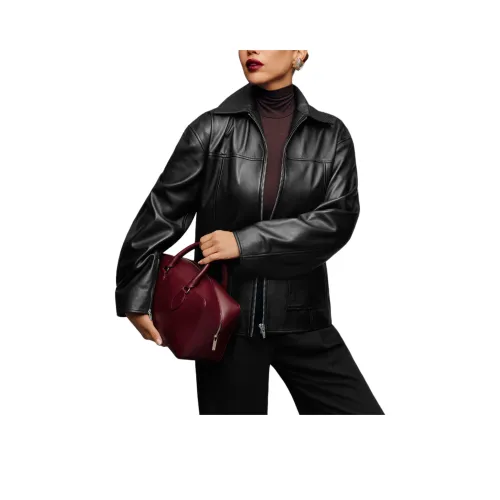 REFORMATION Veda Bennett OVERSIZED Кожа Bomber Куртки Пальто Женские Черный