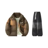 Кофейный + Флисовая подкладка Черные Джинсы