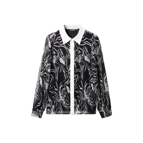 Yan Domain Рубашка Женская Черный Цветок