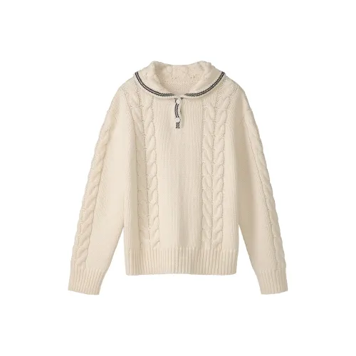 Fstudio Корейский стиль Преппи TWISTED Жареное тесто Воротник поло Свободный крой Трикотаж Женская Белая