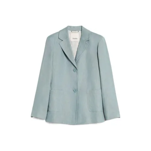 'S MAX MARA Socrates Коллекция Одинальная льняная куртка из льна Куртки и пальто Женская Светло-синяя