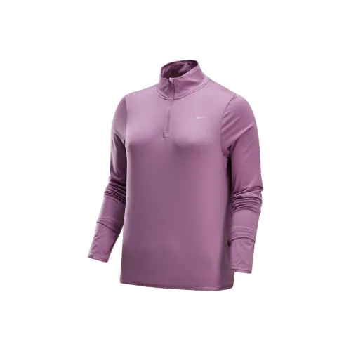 nike Dri FIT Swift Элемент UV Бег T Shirt Женские Серый Фиолетовый Отражение Серебряный