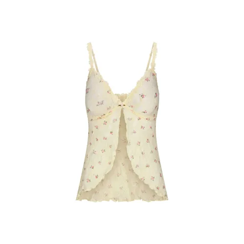 SKIMS Valentine's Day Collection SS25 Эластичный Кружево BABYDOLL Топ Топ на бретелях Женские Масло ROSE BUD Принт