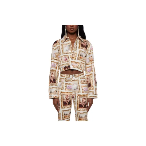 Dolls Kill Sugar Thrillz Regal MOMENTS Trucker Куртка Куртки Пальто Женские MULTI Многоцветный