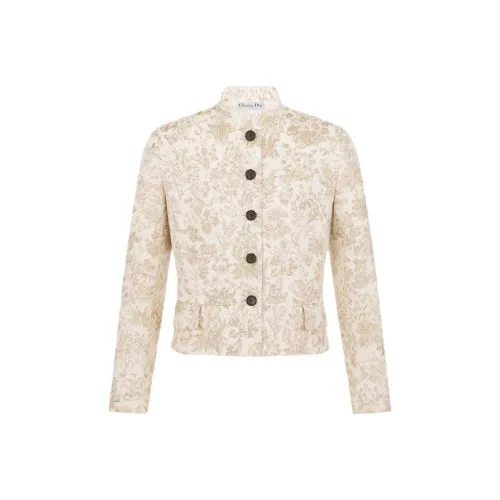 DIOR Укороченная куртка Куртки Пальто Женская Белая Золотая