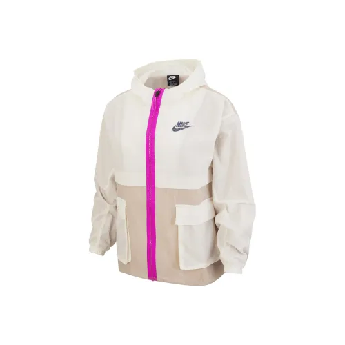 Nike Sportswear Куртки Пальто Женские Светлый слоновая кость Блестящий розовый Пламя розовый