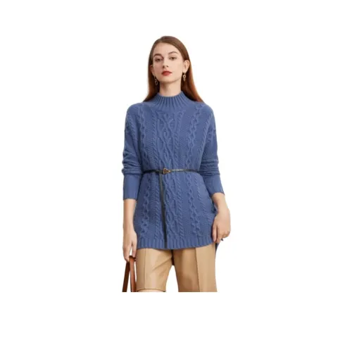 MIHUANG Кашемир Свитер Женский Джинсовый Синий