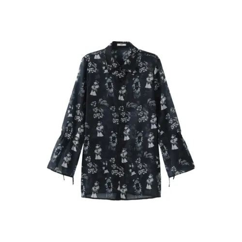 INITIAL BKP/Черный рисунок Женские Рубашки