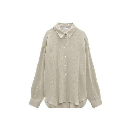 ZARA Светло-зеленые Женские Рубашки