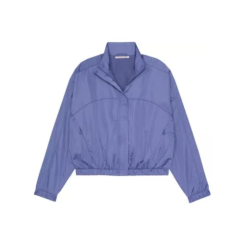 Victoria's Secret Розовый Lux Glossy Sport Full Zip Куртка VMB Куртки Пальто Женские Велюр MORNING Синий