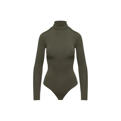 Aritzia Тень Водолазка Lonasleeve Bodysuit Комбинезон Женские Темно-оливковый Темно-оливковый