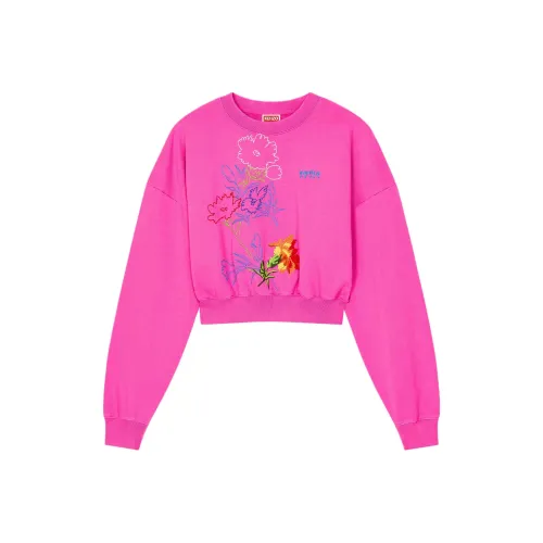 KENZO Drawn Flowers Вышитый Свитшот Женский Розовый