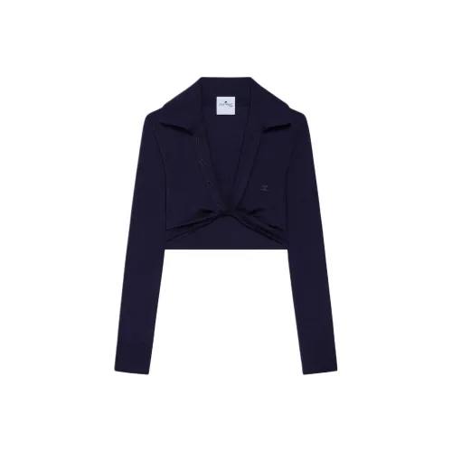 COURREGES SS25 TWIST LIGHT WOOL CROPPED Polo Women's Abyss Blue