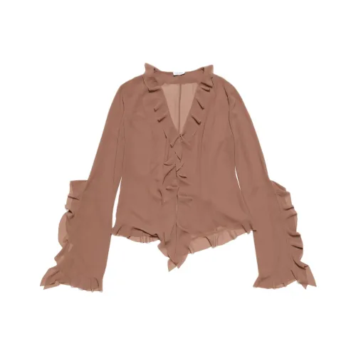 Acne Studios Рюш Блузка Рубашка Женская Коричневая