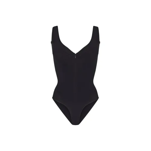 SKIMS Бесшовный Sculpt ZIP Передняя часть Brief Комбинезон BODYSUIT Женский Оникс Оникс