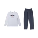 Комплект одежды (Чисто белый топ + угольно-серые штаны)