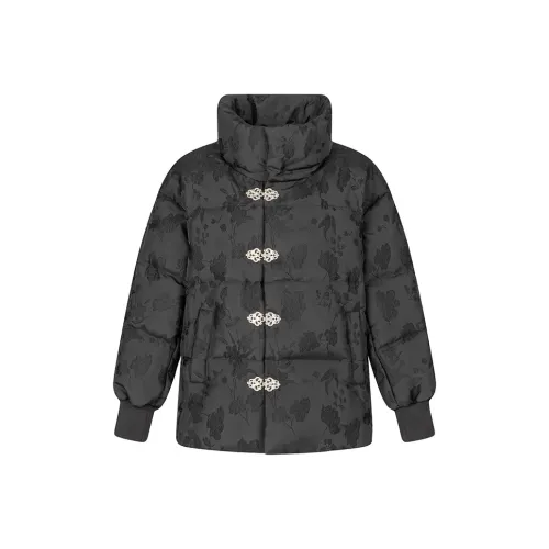 ERAL Абстрактный узор воротник-стойка утолщенный короткий пуховик женский