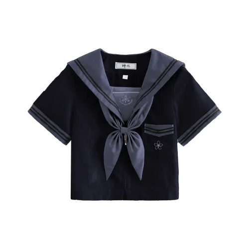 SHENBEI JK Рубашка Женская Черная Серый