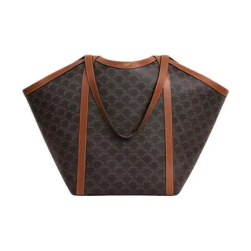 CELINE Cabas Коровья кожа Тоут Сумка Сумка для покупок Сумка на плечо Сумка Большая Женская Коричневая