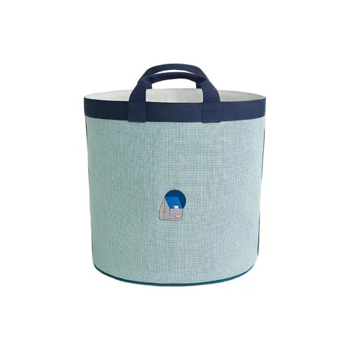 HERMES Les Cabanes 100% хлопок Basket Сумка Большая Женская 02 BLANC Бледный Глубокое море Синий Мятный Зеленый