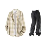 Абрикосовая клетка + черные брюки