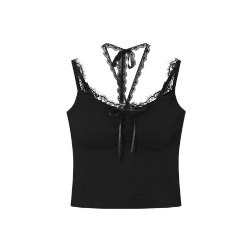 Mu Qingqing Топ на бретелях Женский Черный